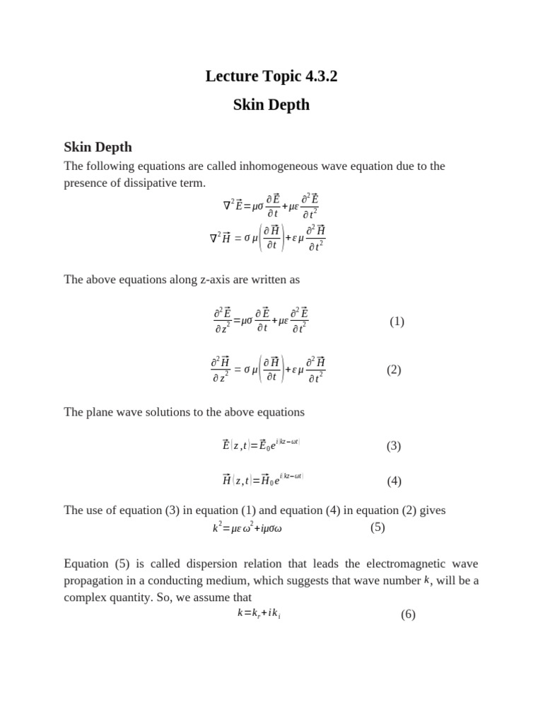 Understanding Skin Depth in Conductors | PDF | Waves | Wavelength