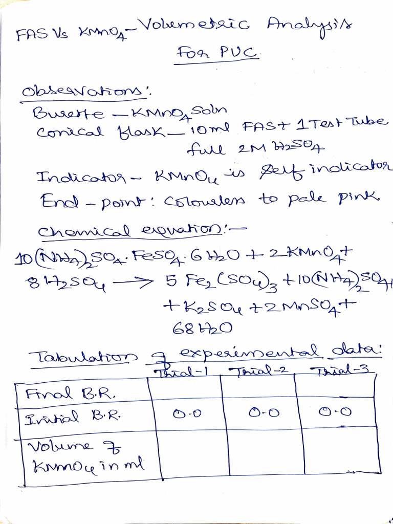 FAS V Kng Volumetric Analysis Guide | PDF