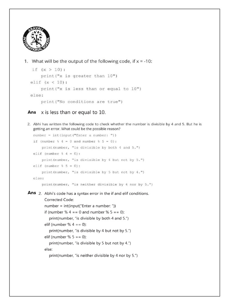 Class 7 Python Conditional Q&A | PDF