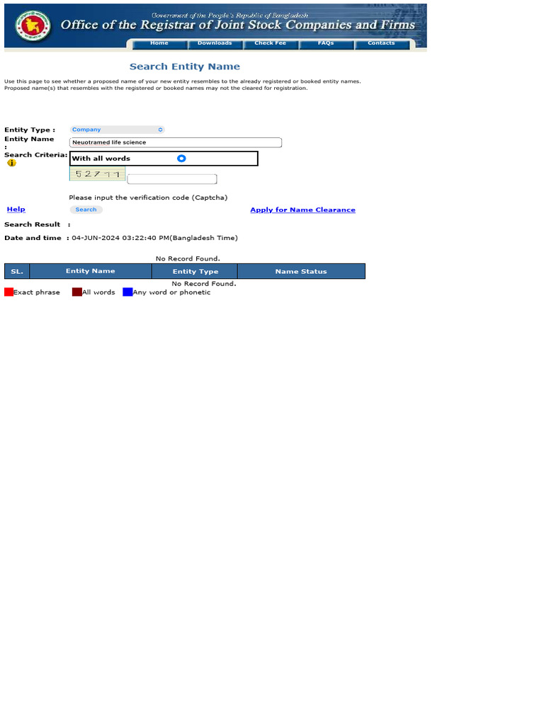 RJSC Entity Name Search | PDF