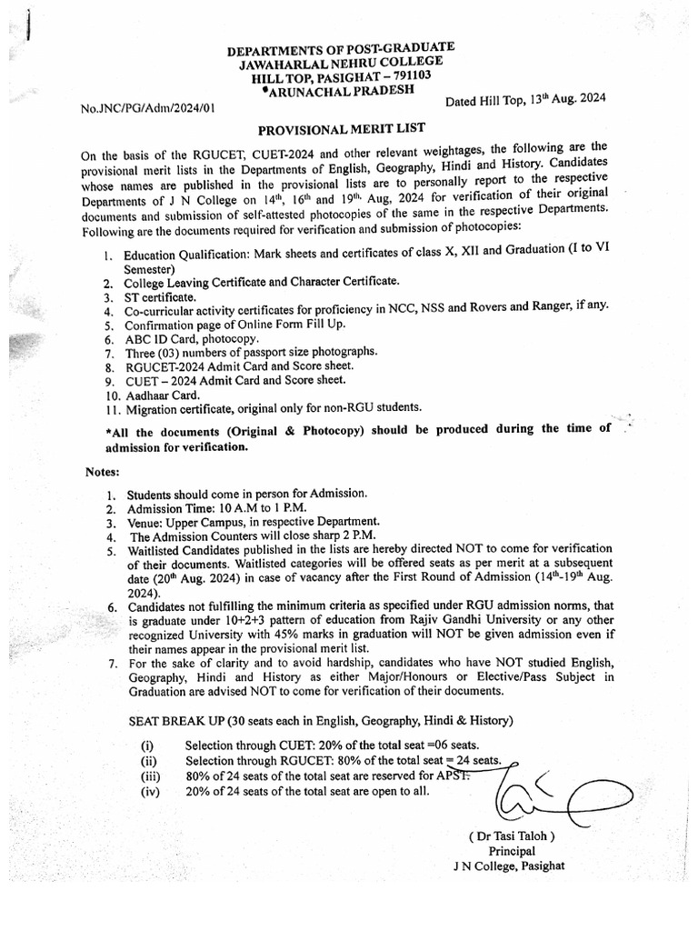 Notice PG Admission | PDF