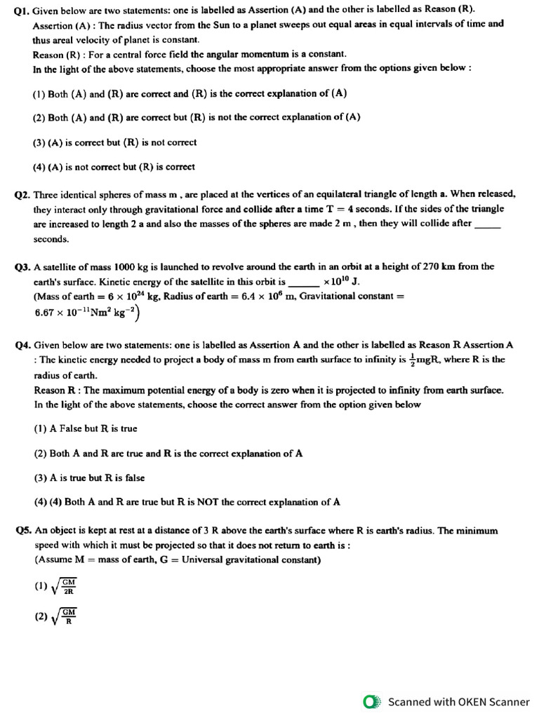 Gravitation JEE PYQ | PDF