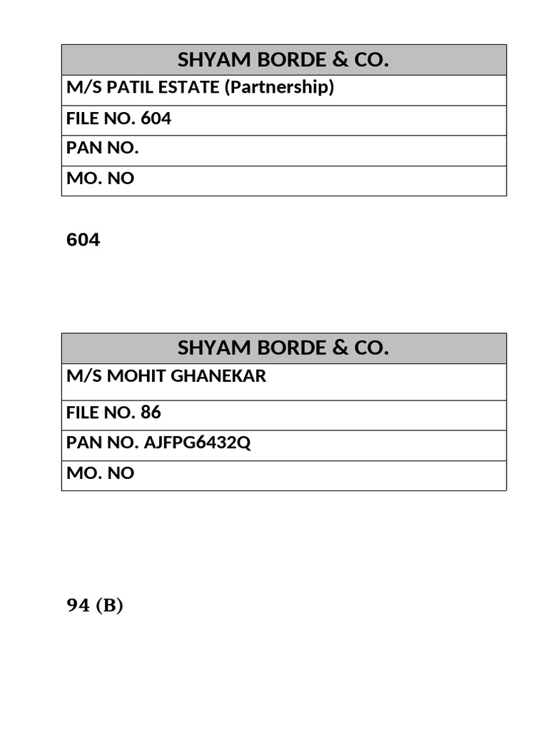 Partnership File Records Overview | PDF
