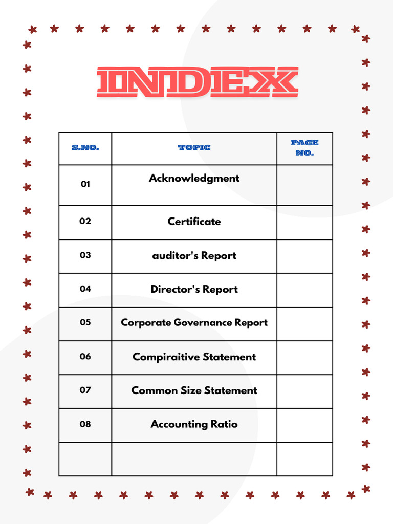Financial Report Index Overview | PDF