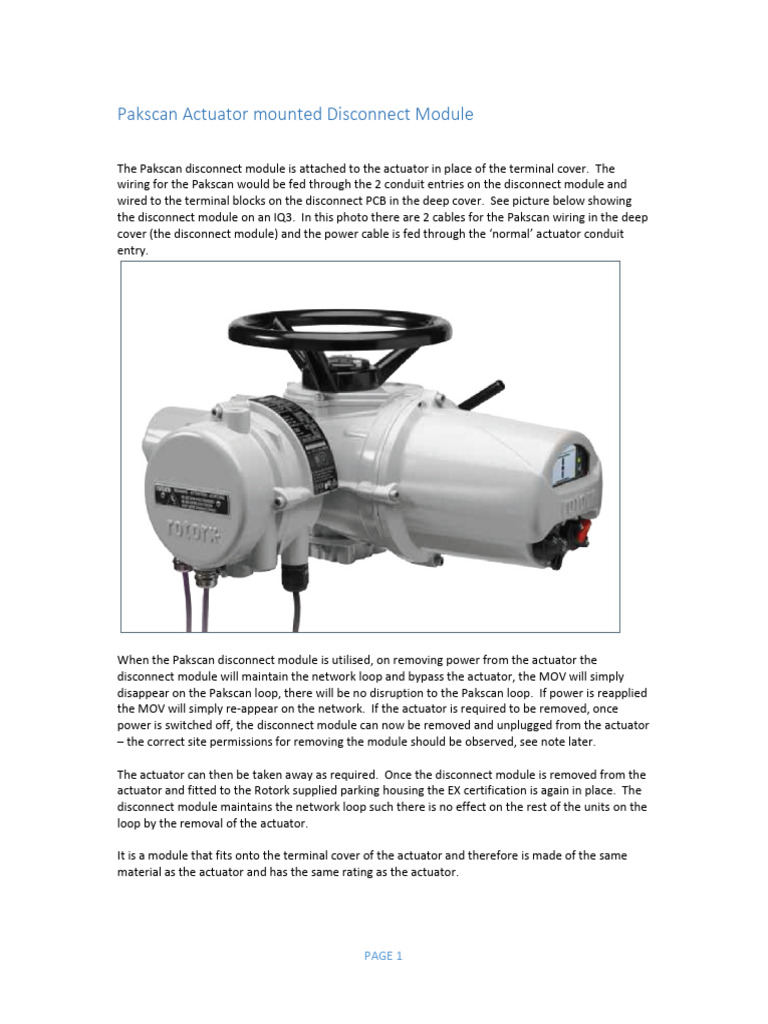 Pakscan Actuator Disconnect Module Guide | PDF | Electrical Wiring ...