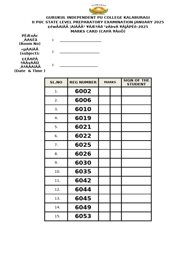 II PUC State Level Exam Marks Card | PDF | Chess Theory | Chess