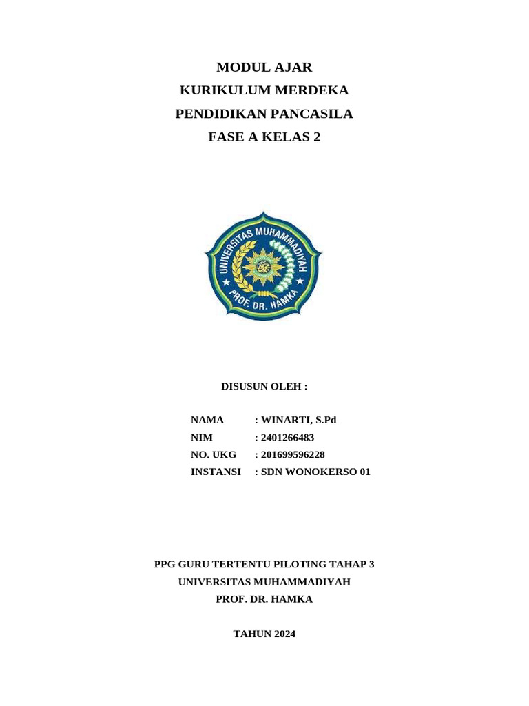 Modul Ajar Pendidikan Pancasila Kelas 2 | PDF