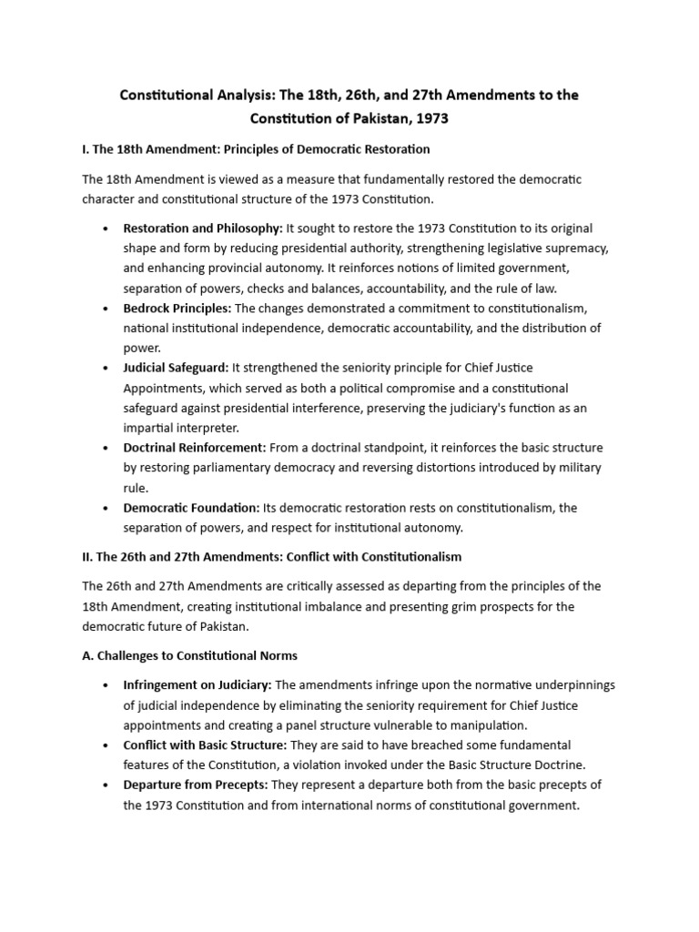 Constitutional Analysis-18th-26th-27th | PDF | Constitution ...