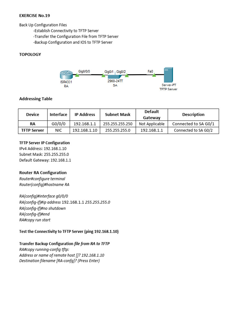 Backup Router Config to TFTP Guide | PDF