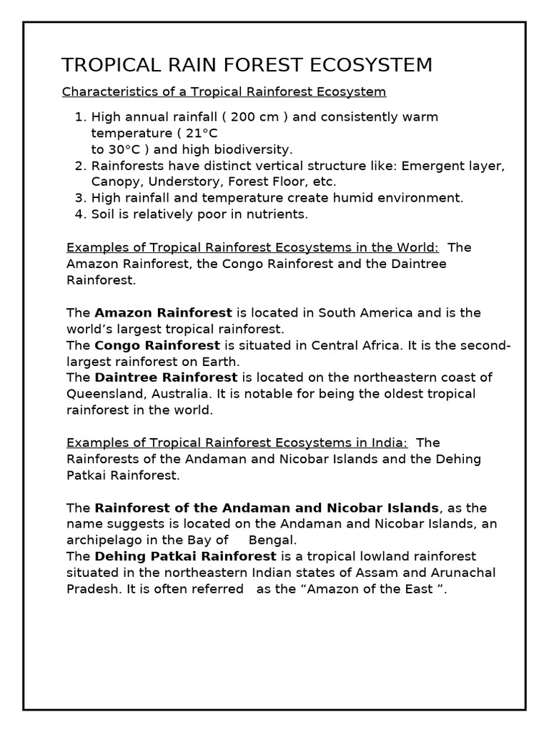 Tropical Rainforest and Grassland Ecosystems | PDF | Rainforest | Grassland