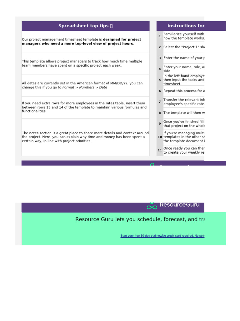 Project Management Timesheet Guide | PDF | Project Management ...