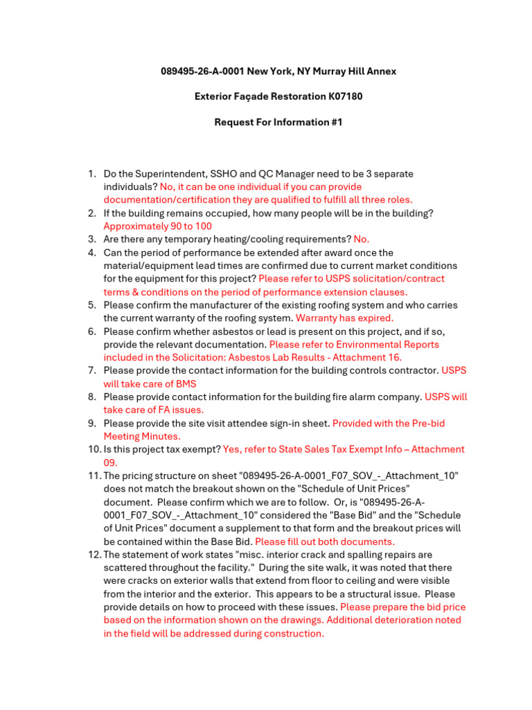 089495-26-A-0001_F08_RFI__1 | PDF | United States Postal Service | Roof