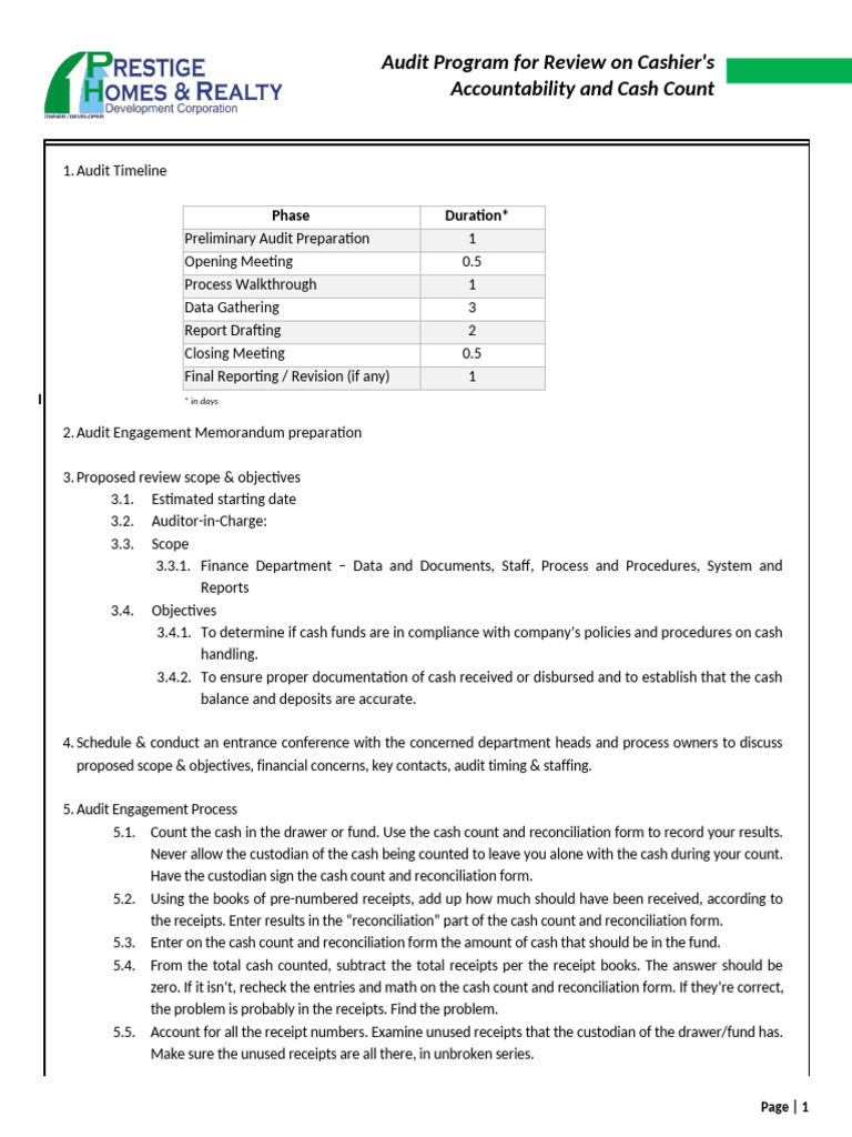 Cashier Accountability Audit Program | PDF | Audit | Business