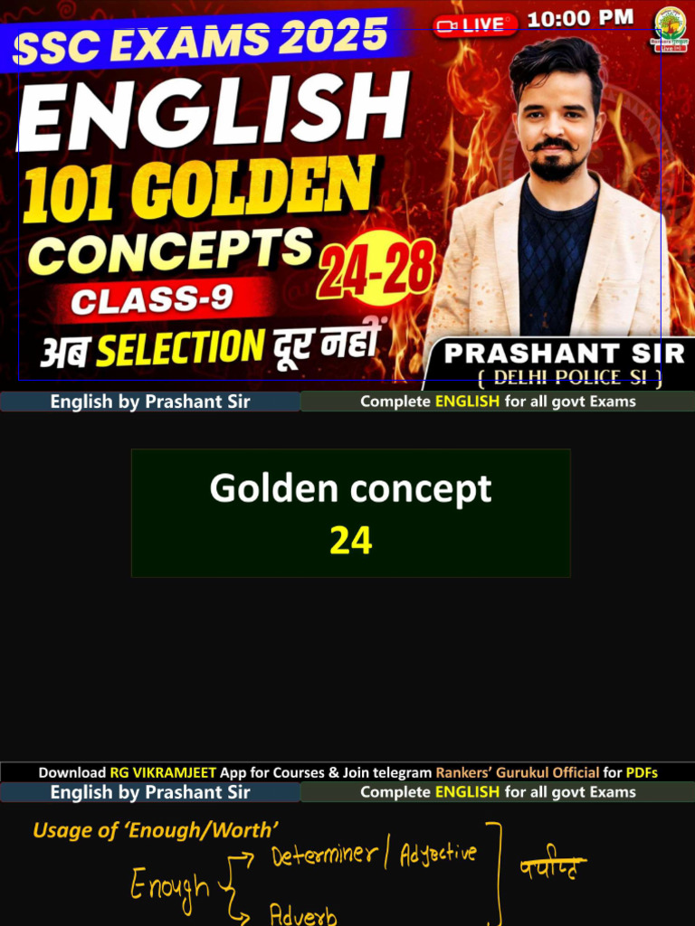 Class 09 English 101 Golden Concepts by Prashant Sir Class Notes | PDF