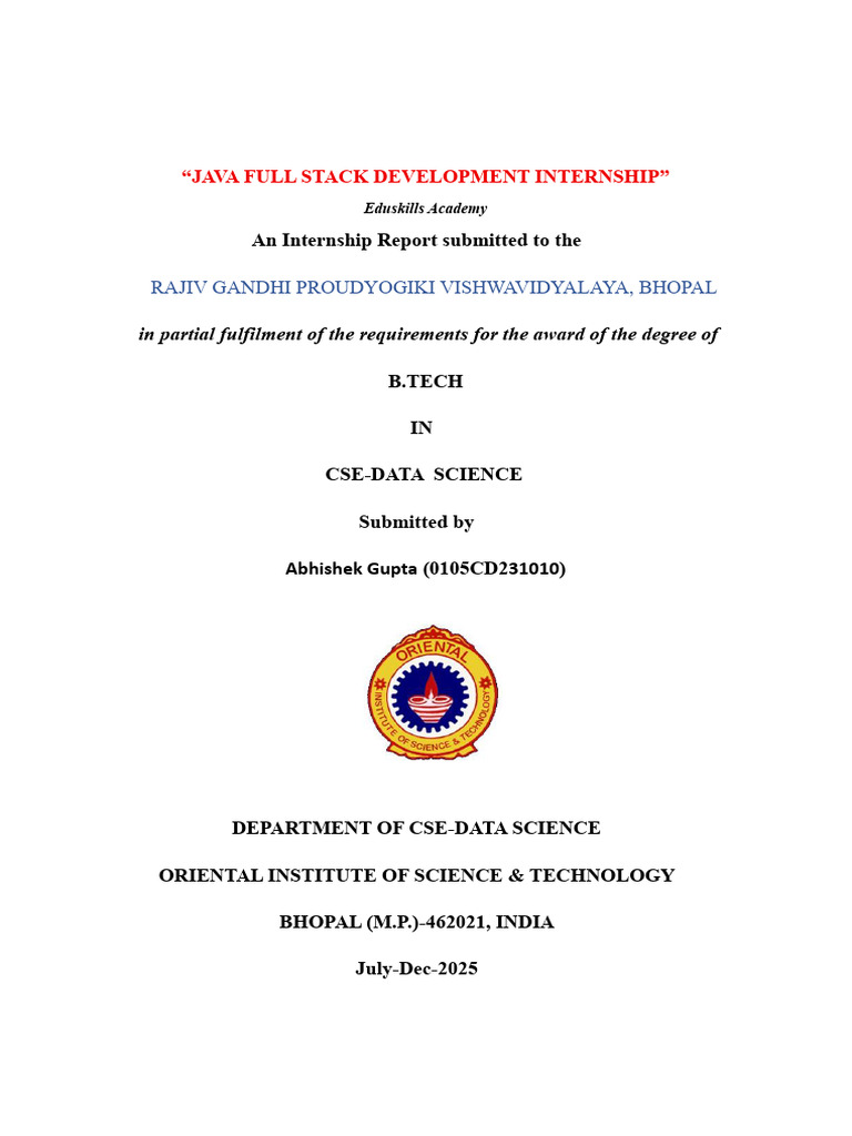 Eduskills Internship Report | PDF | Databases | Java (Programming Language)