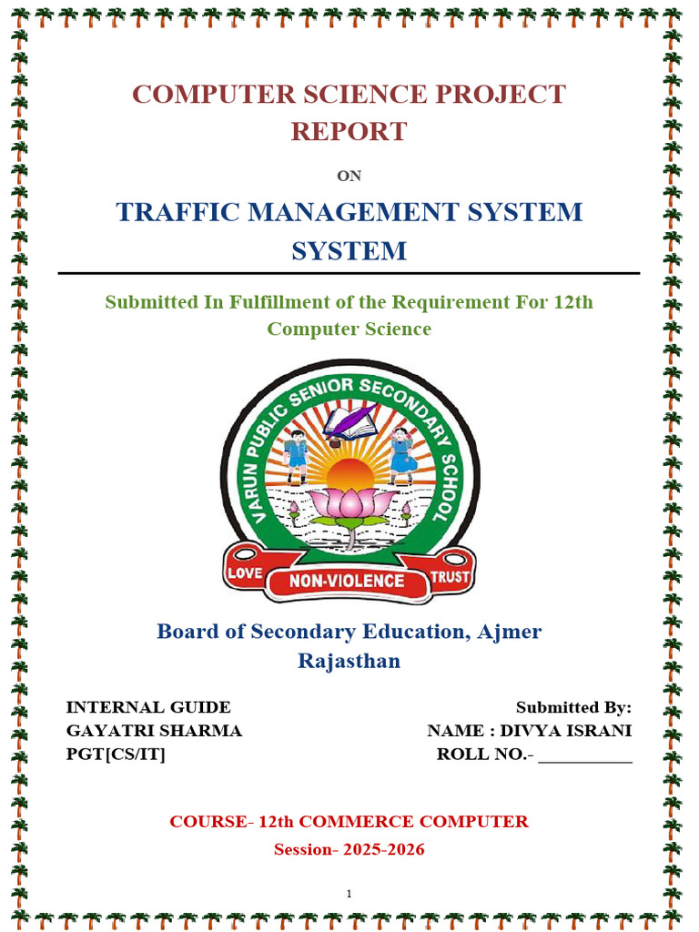 Traffic Management Project Divya Israni | PDF | Databases | Software