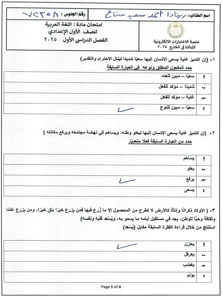 Arabic Exam | PDF