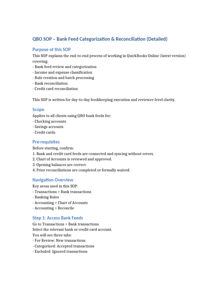 QBO Bank Feed Reconciliation Guide | PDF | Banks | Credit Card