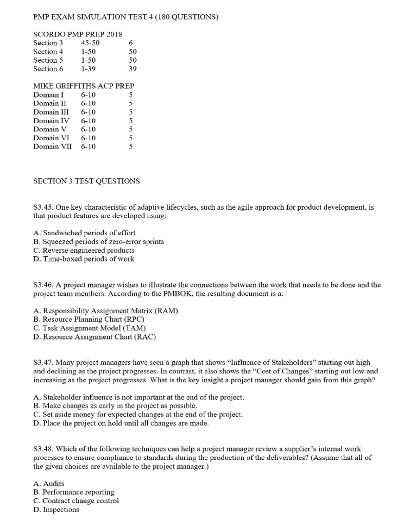 PMP Simulation Test 4 | PDF