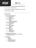 Trabajo final prueba Pensamiento crítico