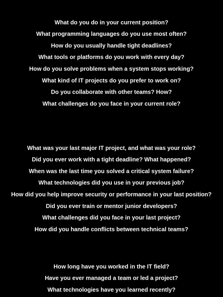 IT Professional Interview Questions Guide | PDF