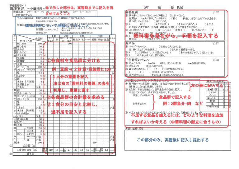 2025中華料理実習プリント記入法 | PDF
