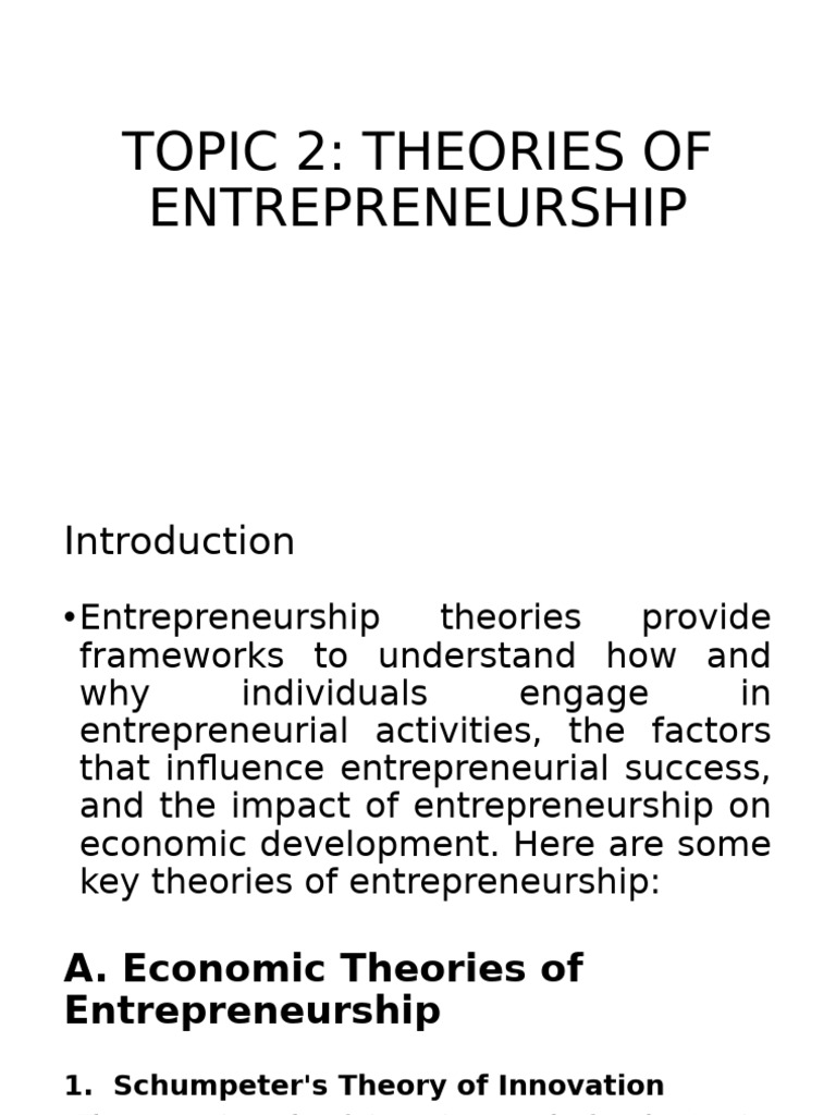 Key Theories of Entrepreneurship Explained | PDF | Entrepreneurship ...