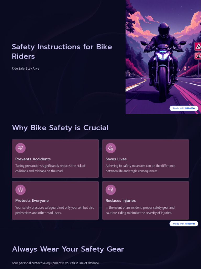 Safety Instructions For Bike Riders | PDF | Traffic Collision | Safety