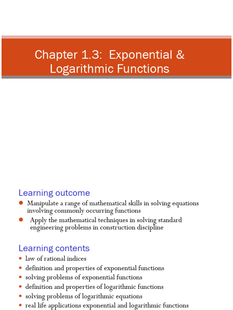 Chapter 1.3 Exponential and Logarithmic Functions.S | PDF | Exponential ...