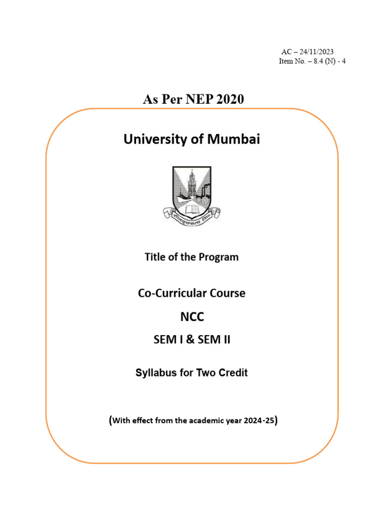 NCC Co-Curricular Course Syllabus 2024 | PDF | Psychology