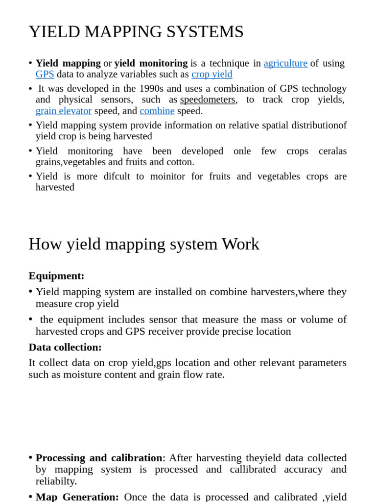 Yield Mapping Systems in Agriculture | PDF