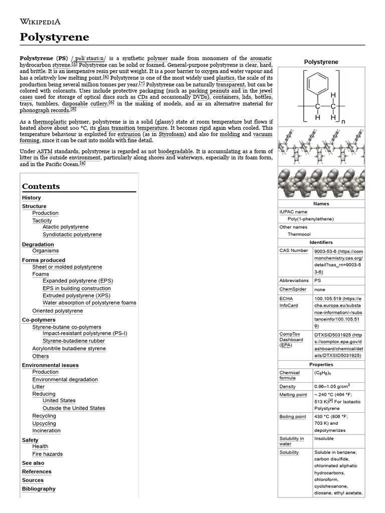 Polystyrene: Properties and Uses | PDF | Polystyrene | Copolymer
