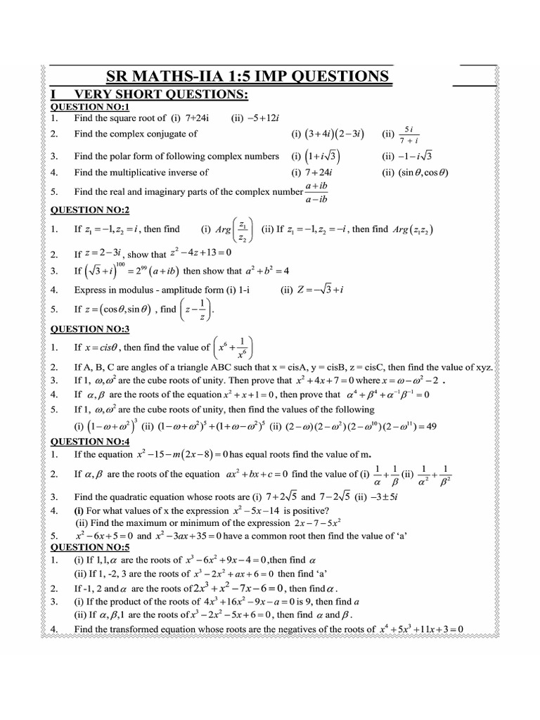 Maths 2a Imp Questions | PDF