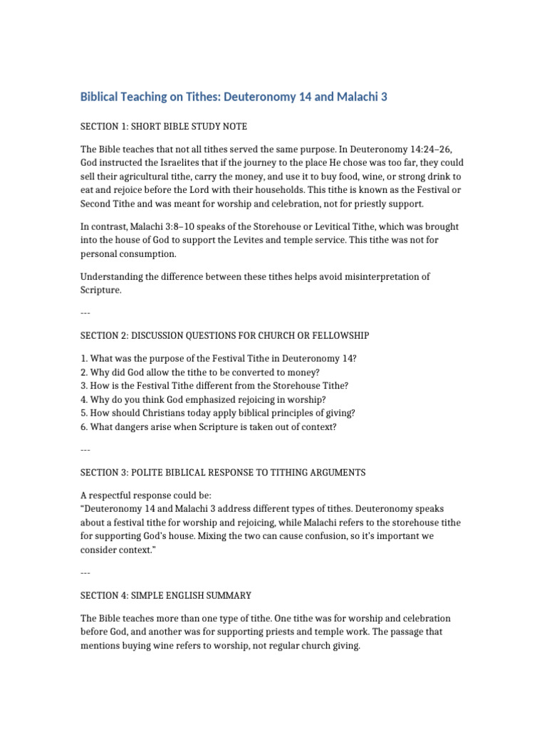 Understanding Biblical Tithes Explained | PDF | Tithe | Bible
