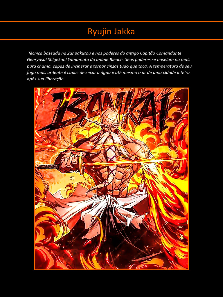 Poderes de Ryujin Jakka em Bleach | PDF | Combustão | Incêndios