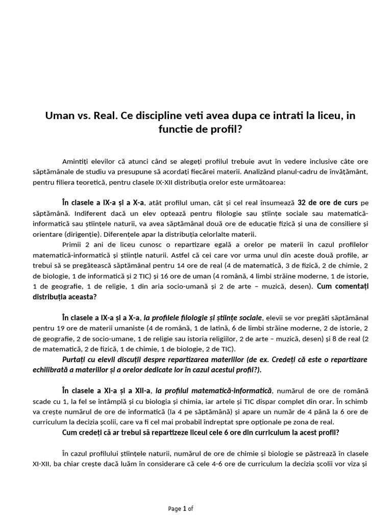 Fisa de Lucru Uman Sau Real | PDF