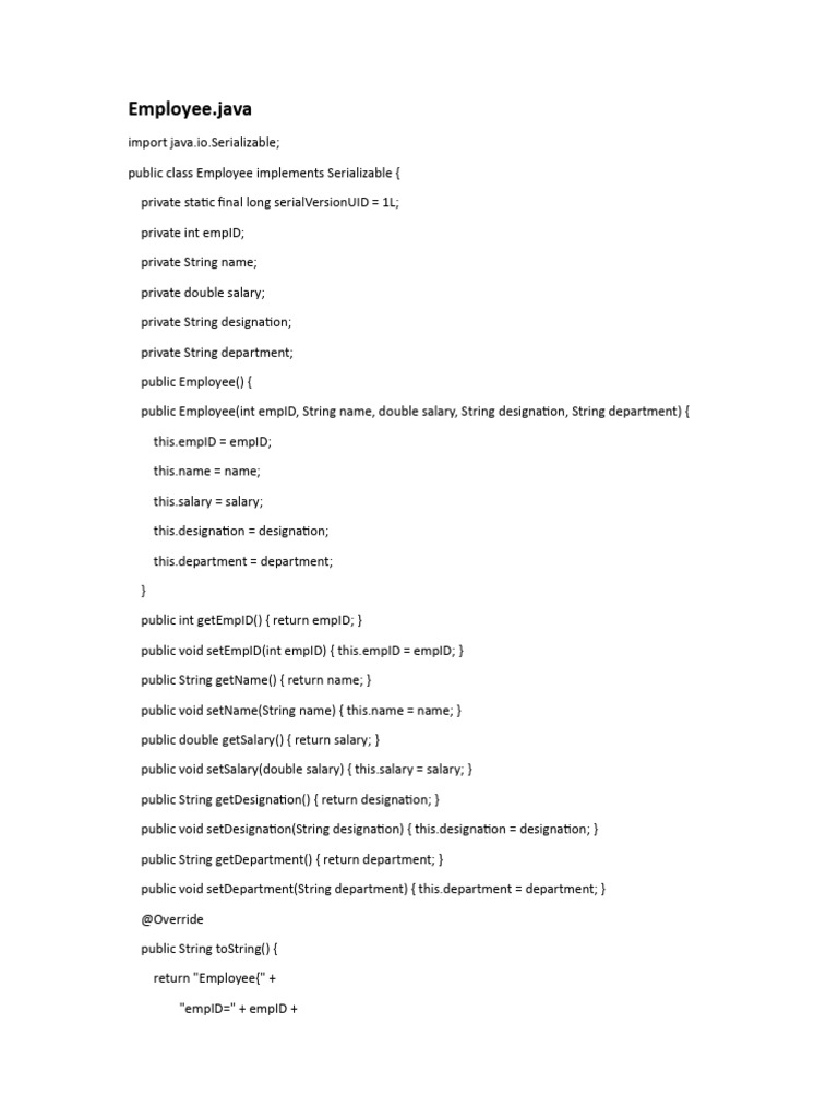 Java Employee Class Implementation | PDF