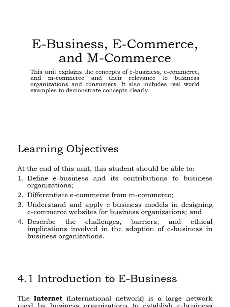 E-Business, E-Commerce, and M-Commerce Guide | PDF | Computer Network ...