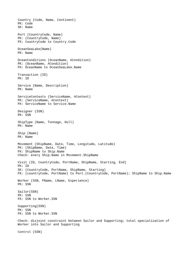 Database Schema for Maritime Operations | PDF | Ships Of The United ...