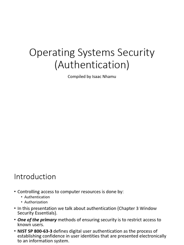 Authentication Methods in OS Security | PDF | Authentication | Password