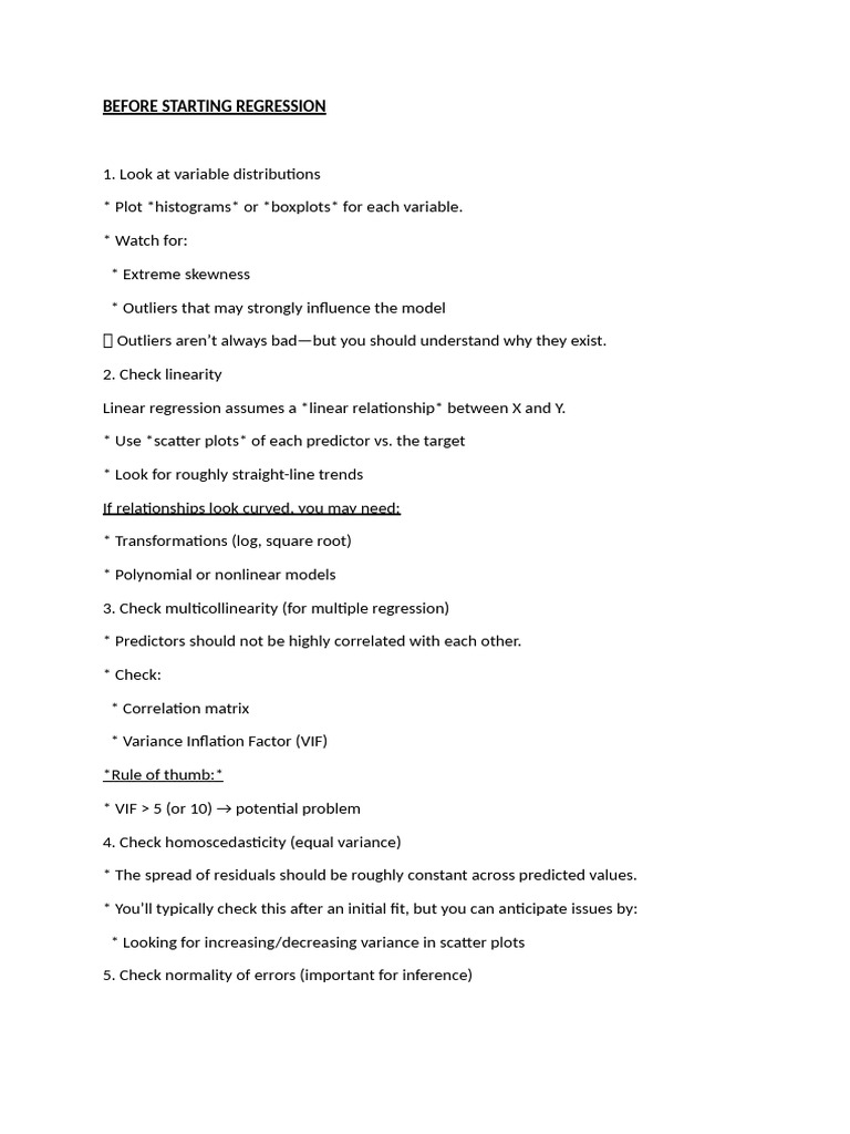 Essential Checks Before Regression Analysis | PDF | Coefficient Of ...