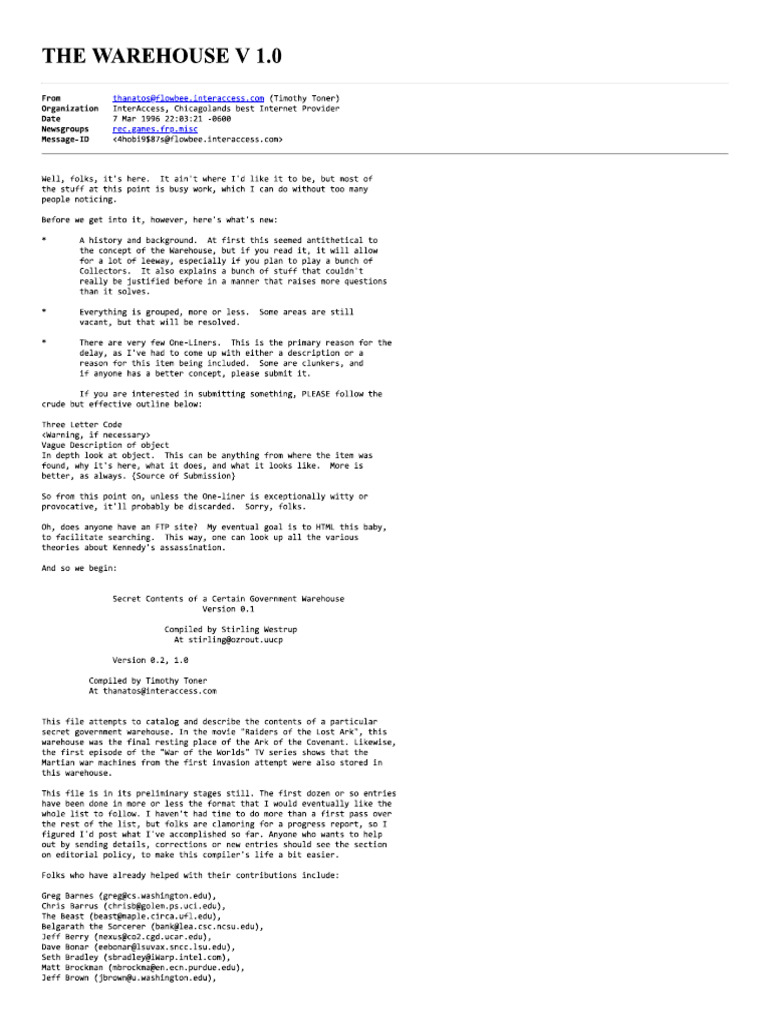 Warehouse 1.0 | PDF