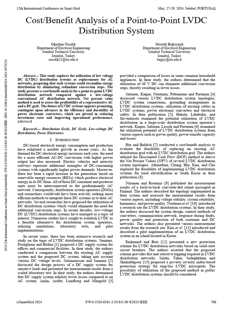 Cost Benefit Analysis of A Point To Point LVDC Distribution System ...