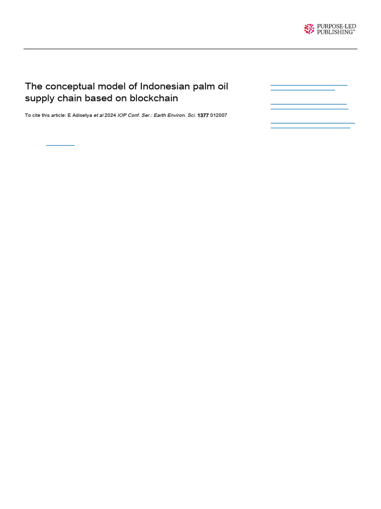 Blockchain Model for Palm Oil Supply Chain | PDF | Palm Oil | Supply Chain