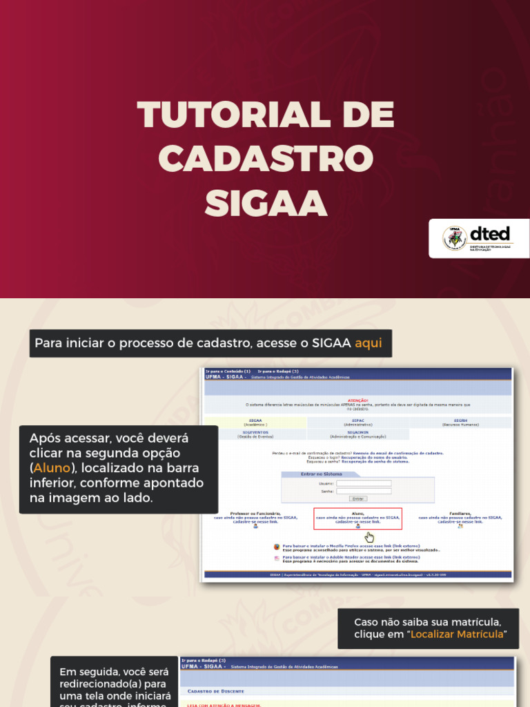 Como se Cadastrar no SIGAA Passo a Passo | PDF