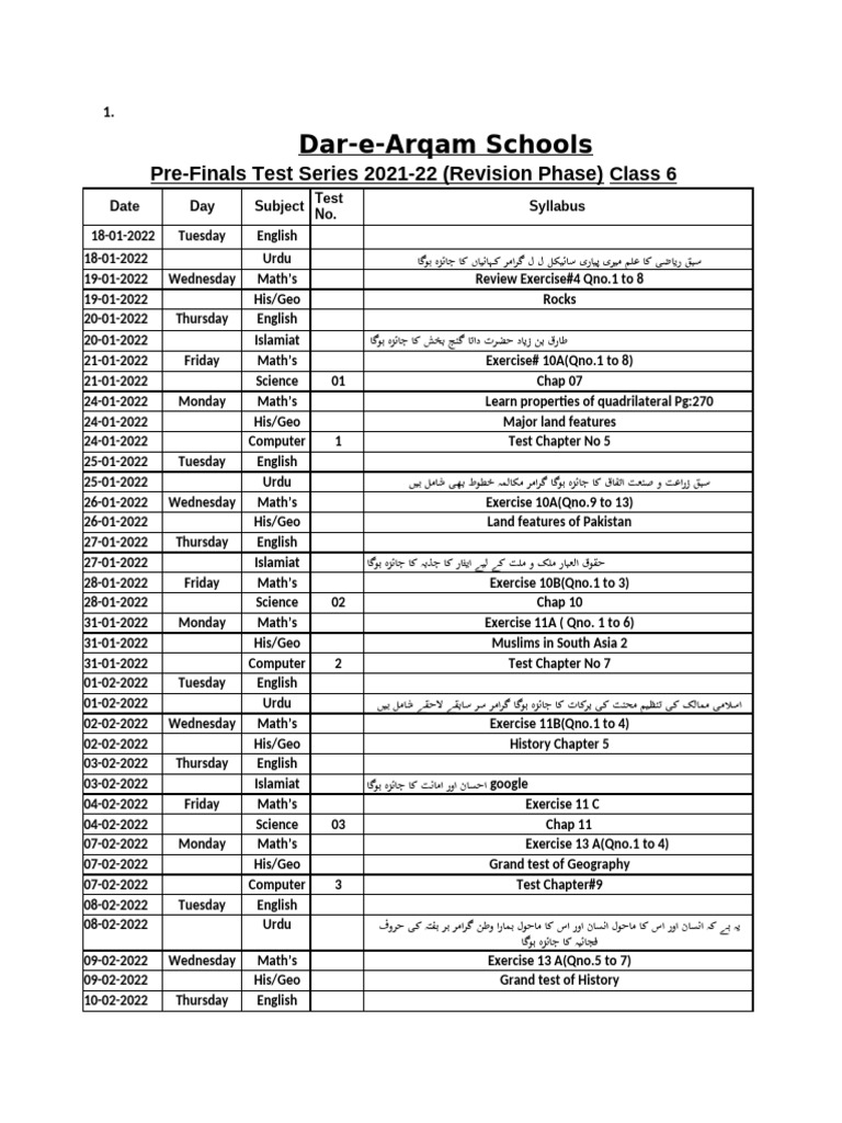 Class 6 Test Series | PDF