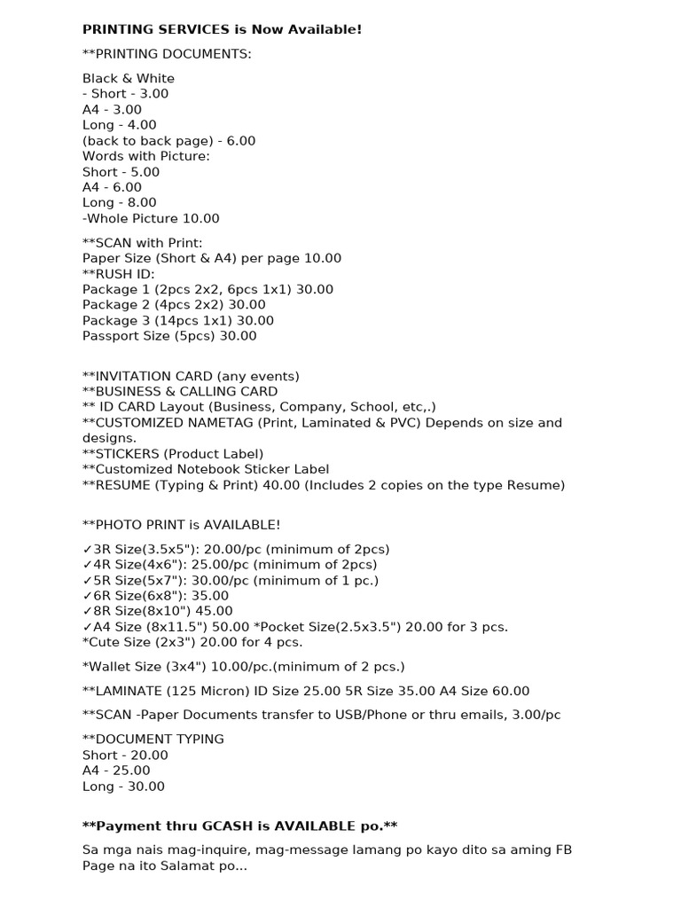 Affordable Printing and Scanning Services | PDF