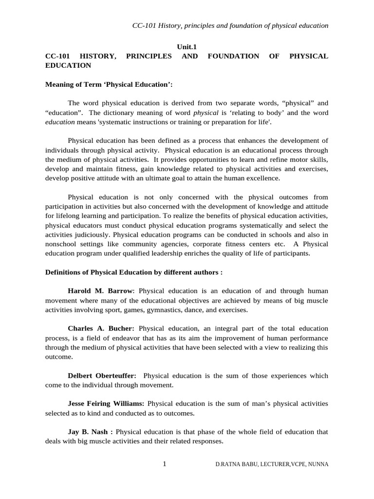 Foundations of Physical Education Explained | PDF | Science | Physical ...