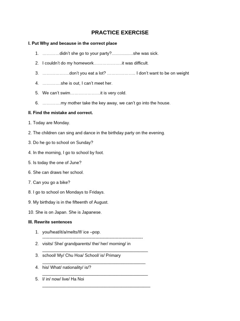 Practice Exercise | PDF