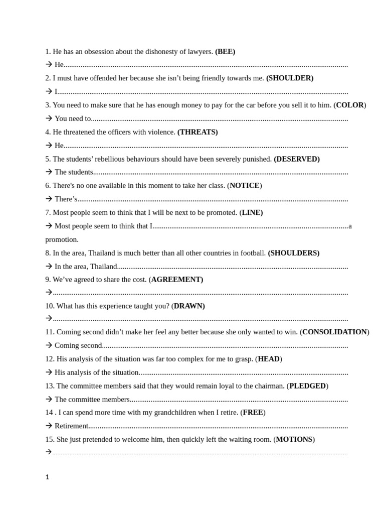 Sentence Completion Exercises | PDF